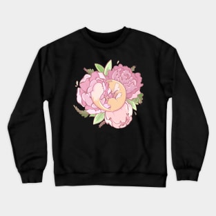 Peonies and fox Crewneck Sweatshirt